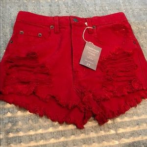 Carmar red denim Titania shorts as 24 LF stores
